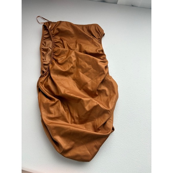 Free People Ruched Bodysuit Sleeveless Tank Top Bronze Brown Size M - Picture 4 of 6